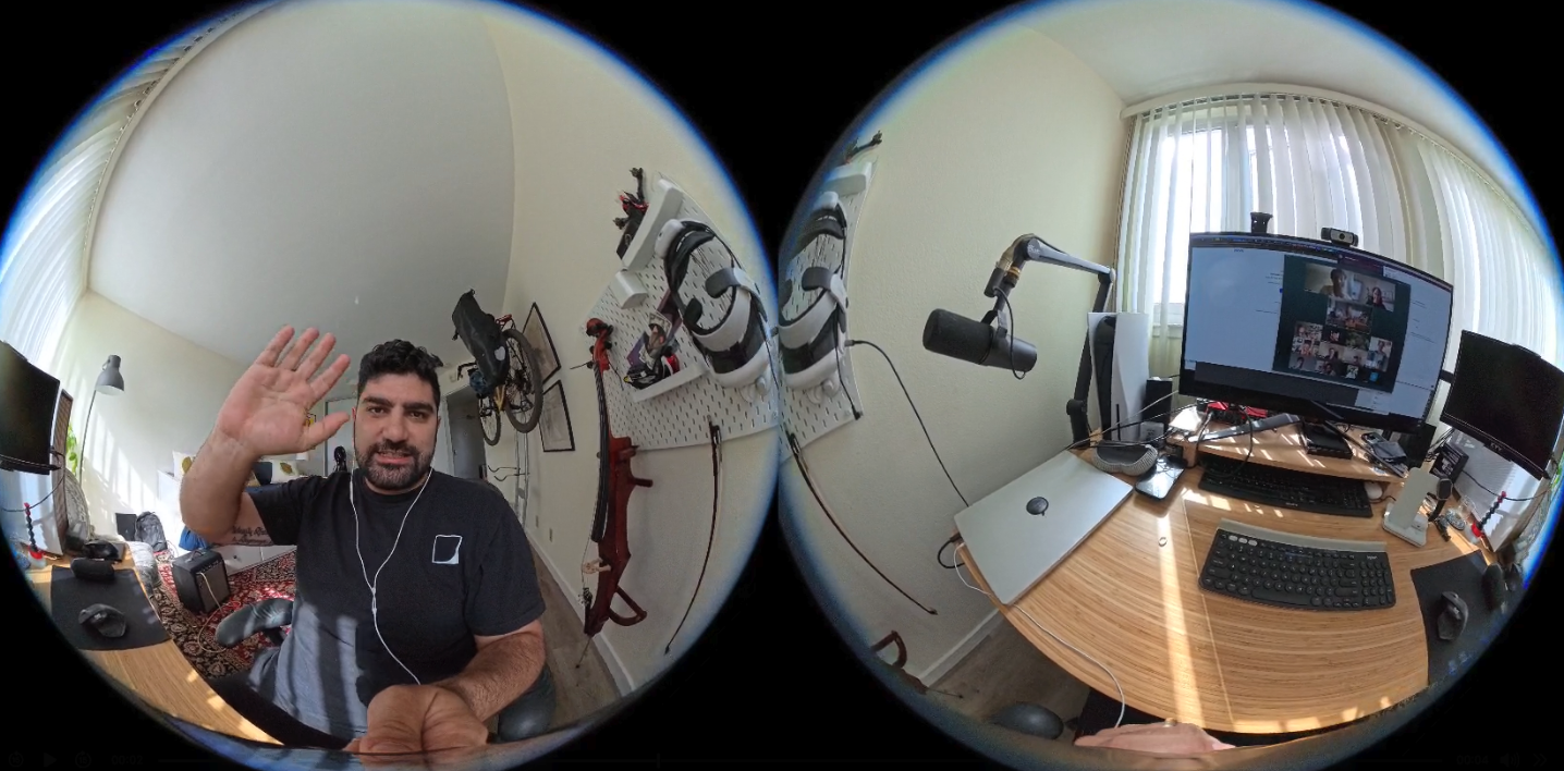 A raw 360 camera image consists of two 180+ degree camera images.